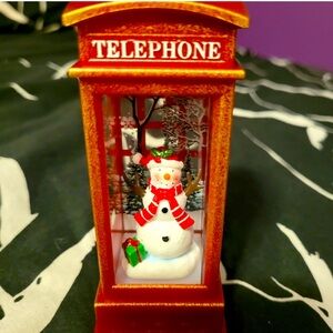 Christmas LED Snowman Telephone Booth Flame
Light NWT